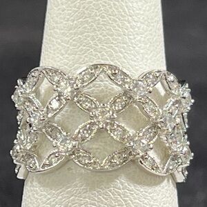White Topaz Lattice Sterling Silver Ring